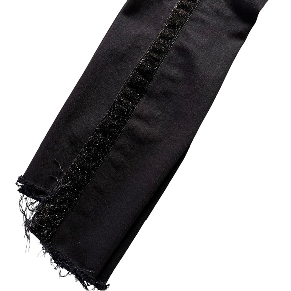 FRAME Le High Skinny Velvet Tux Raw Hem Jeans Noir Size 26 - Picture 7 of 17